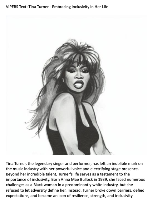 Tina Turner VIPERS Text - Inclusivity